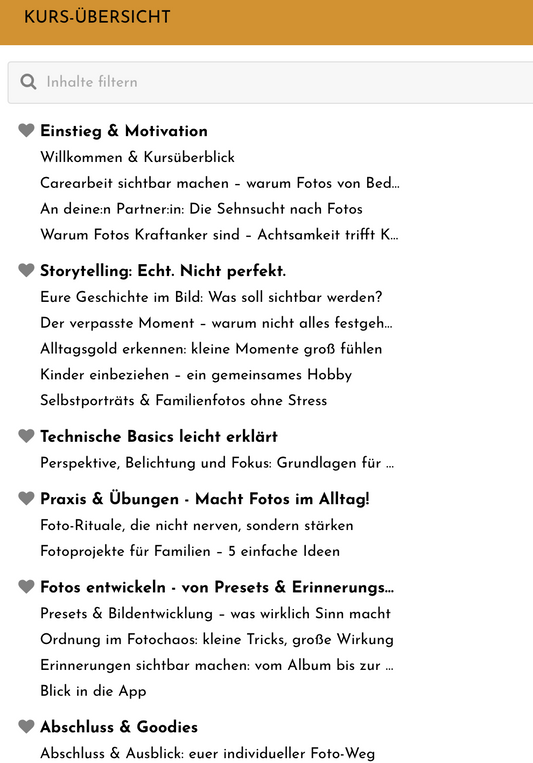 Online Fotokurs für die ganze Familie - "Moments of Care - WIR IM FOKUS"