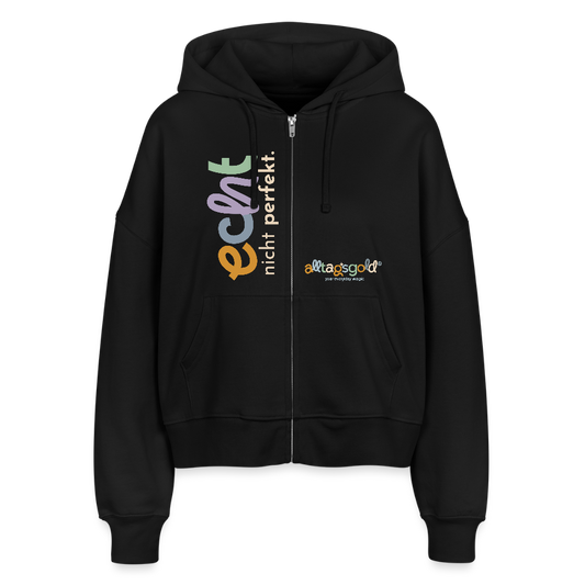 Alltagsgold SWEATJACKE MIT KAPUZE - Stanley/Stella Boxy Frauen Bio Zip Hoodie Ida - Schwarz